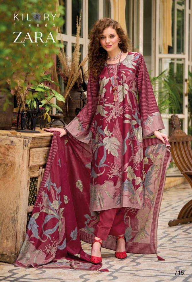 Zara By Kilory Digital Printed Viscose Muslin Dress Material Catalog
